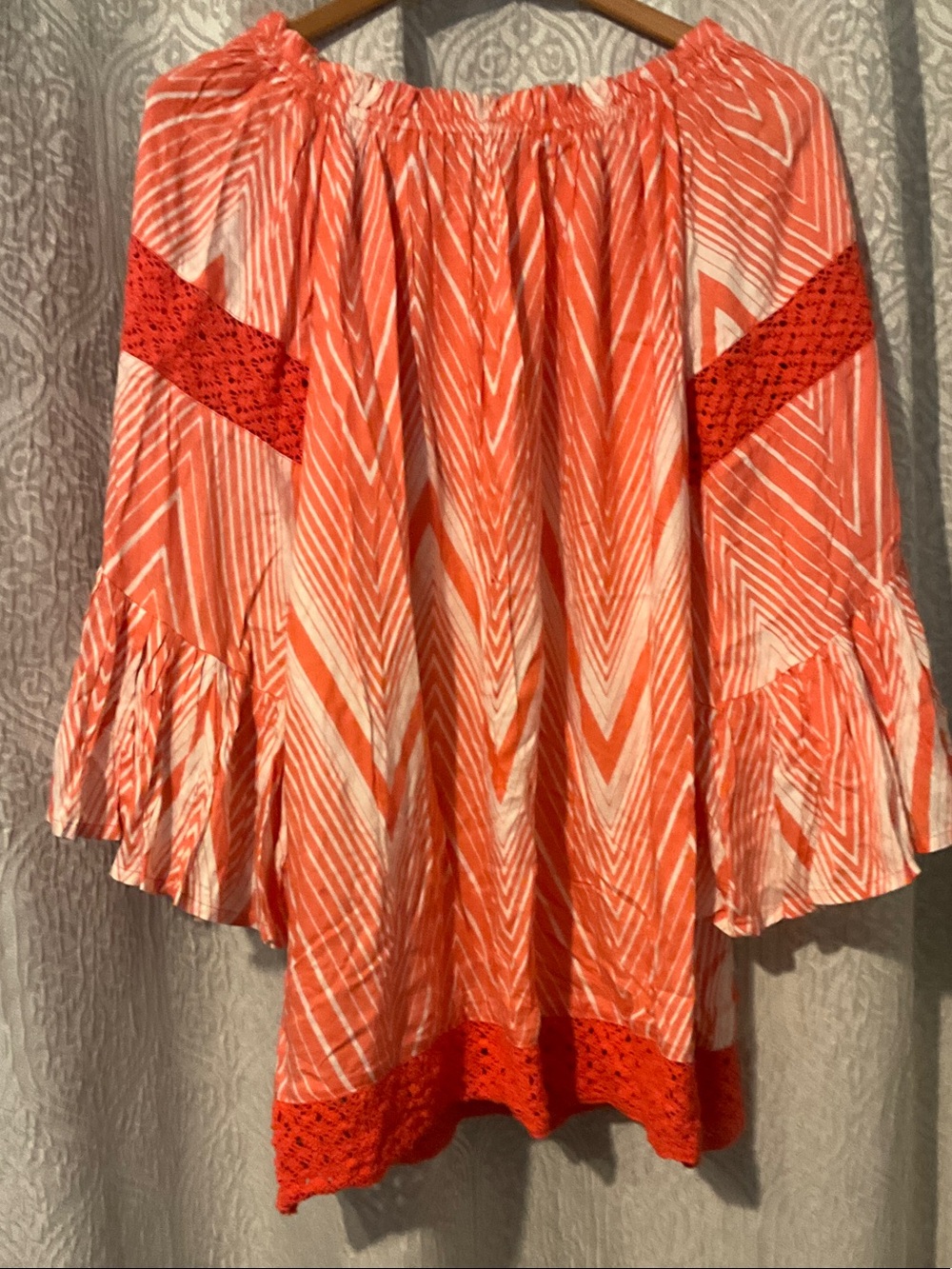 Macbeth Collection Tunic Dress on or off shoulder with crochet detail Size M